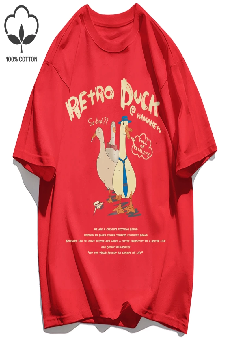 Y2k Vintage Tişört Tee Retro Ördek Baskı