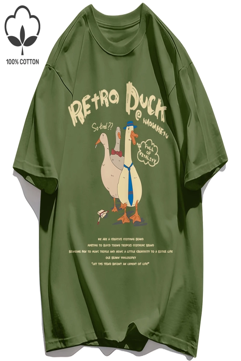 Y2k Vintage Tişört Tee Retro Ördek Baskı