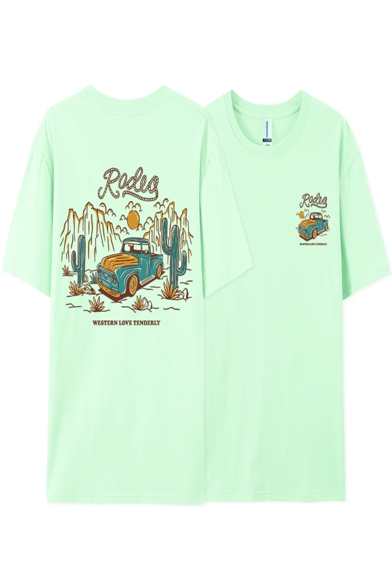 Y2k Vintage Tişört Tee Rodeg batı aşk nazikçe romantik çöl