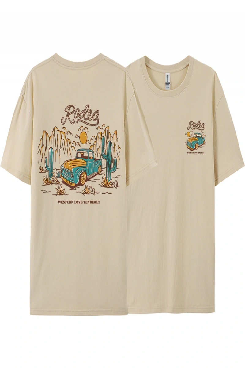 Y2k Vintage Tişört Tee Rodeg batı aşk nazikçe romantik çöl