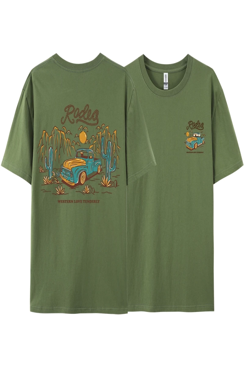 Y2k Vintage Tişört Tee Rodeg batı aşk nazikçe romantik çöl
