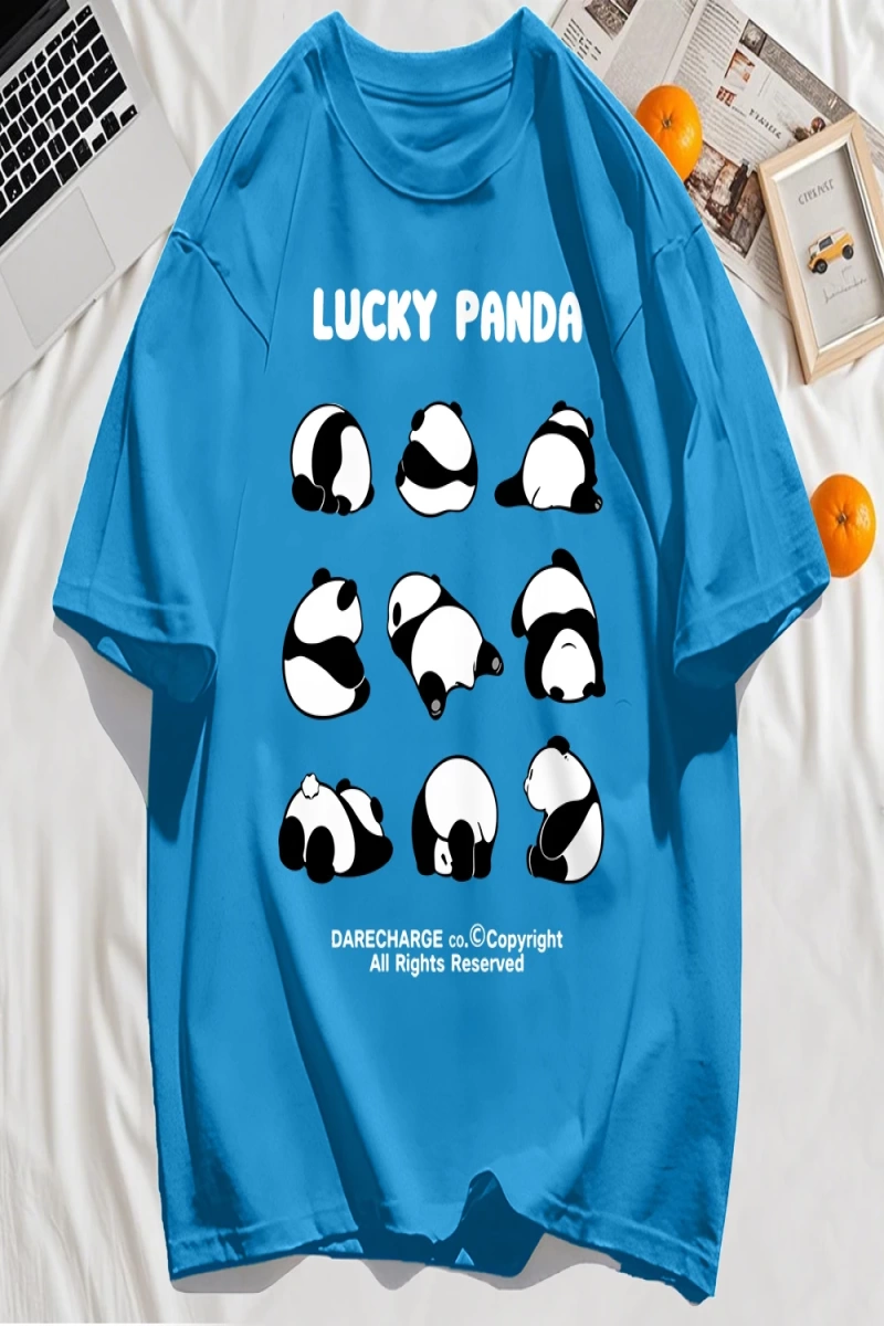 Y2k Vintage Tişört Tee Şanslı Panda Tüm Sağ Rezerve Desen