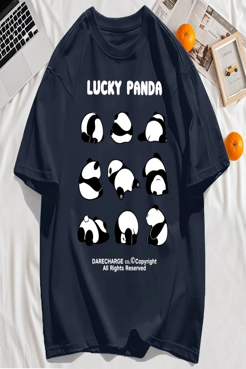 Y2k Vintage Tişört Tee Şanslı Panda Tüm Sağ Rezerve Desen