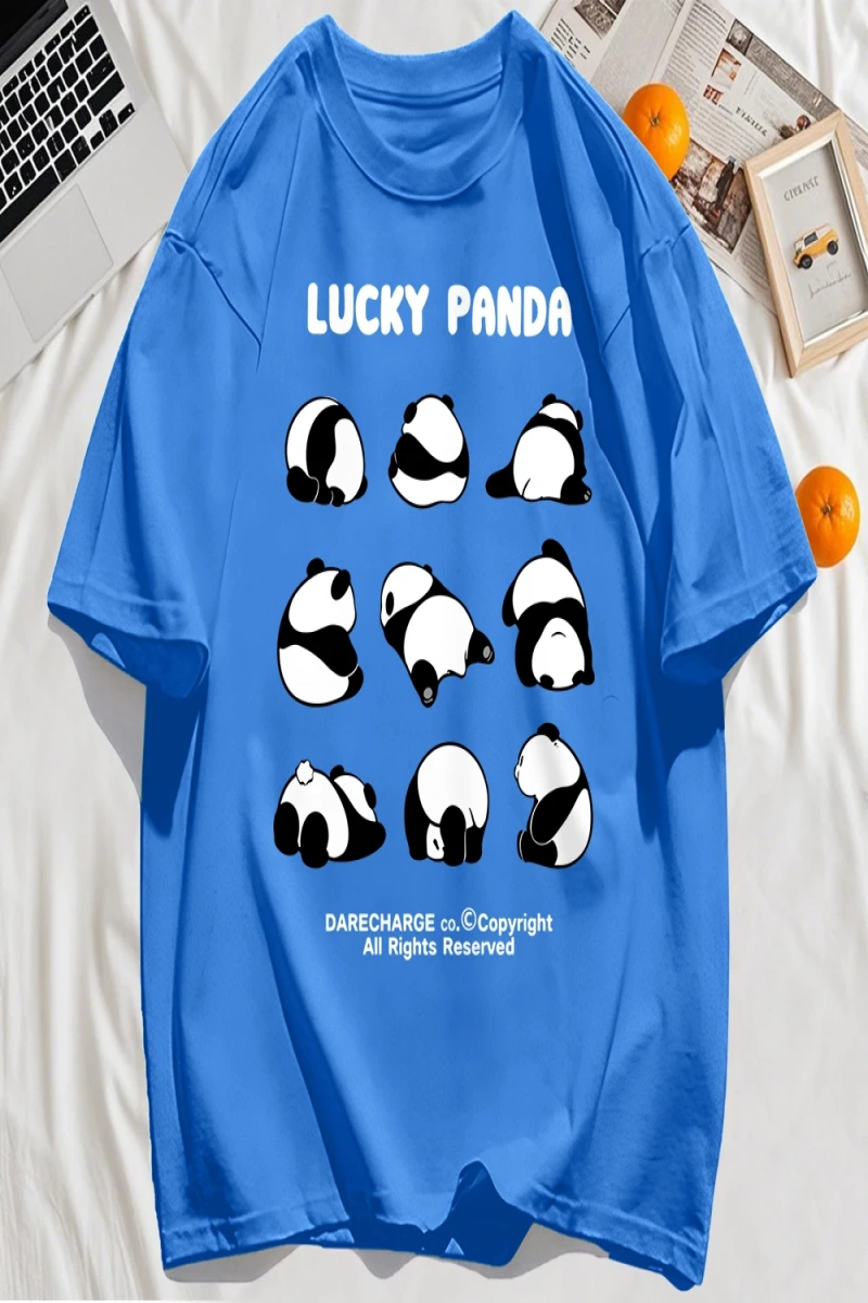 Y2k Vintage Tişört Tee Şanslı Panda Tüm Sağ Rezerve Desen