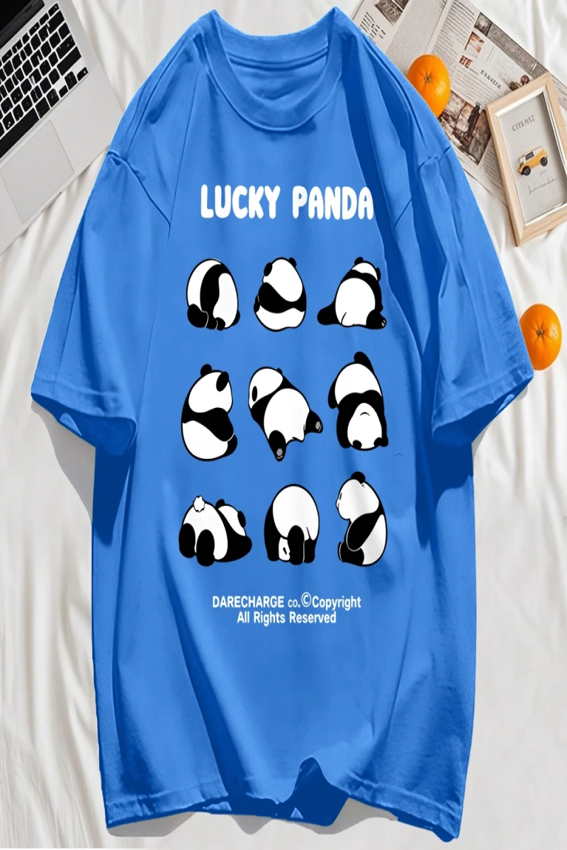 Y2k Vintage Tişört Tee Şanslı Panda Tüm Sağ Rezerve Desen