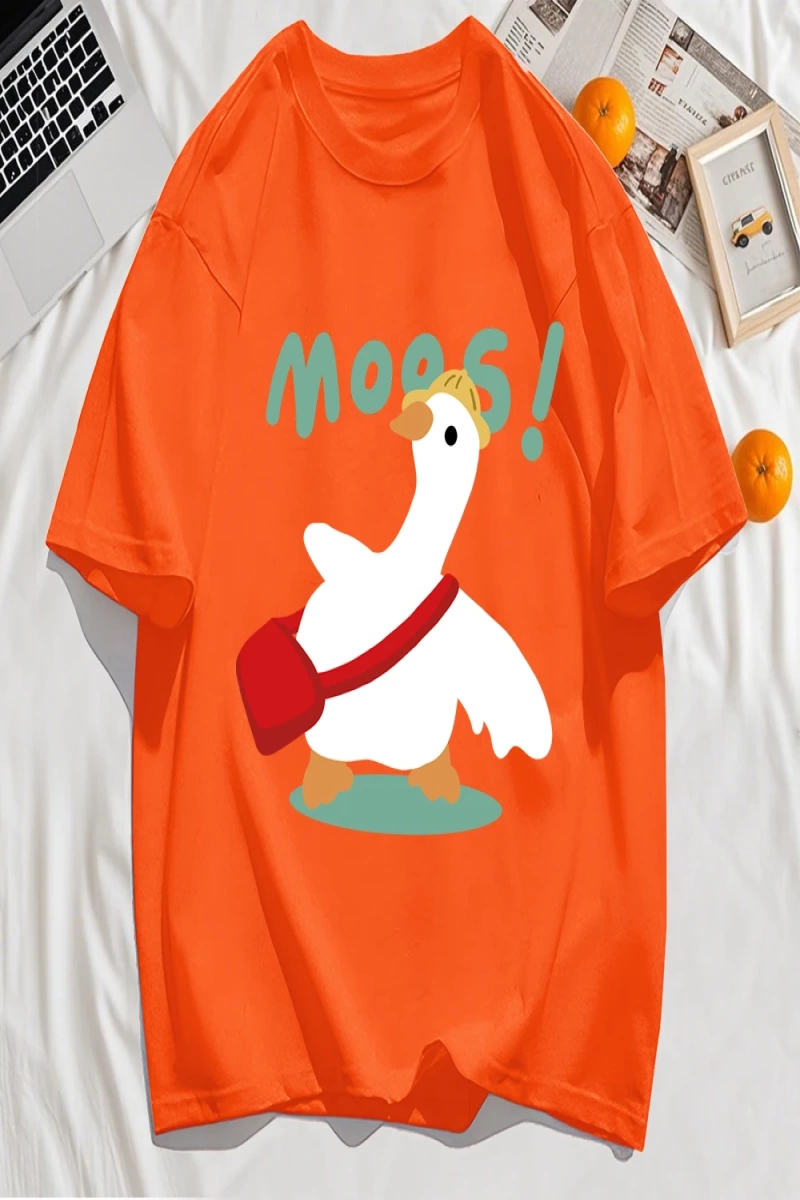 Y2k Vintage Tişört Tee Sevimli çizimli çanta Ördek Desen