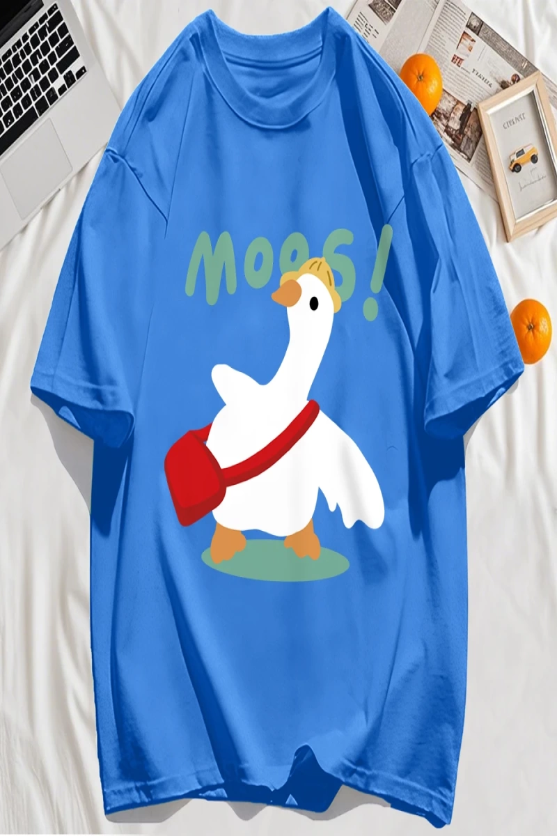Y2k Vintage Tişört Tee Sevimli çizimli çanta Ördek Desen