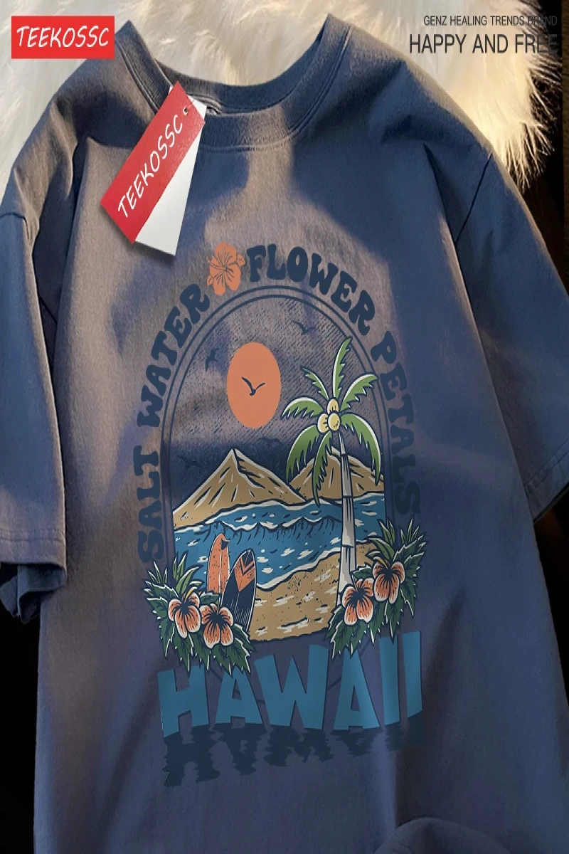Y2k Vintage Tişört Tee Tuzlu su çiçek yaprakları Hawaii