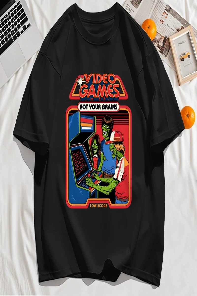 Y2k Vintage Tişört Tee Video Oyunu Beyinleri Çürük Baskı