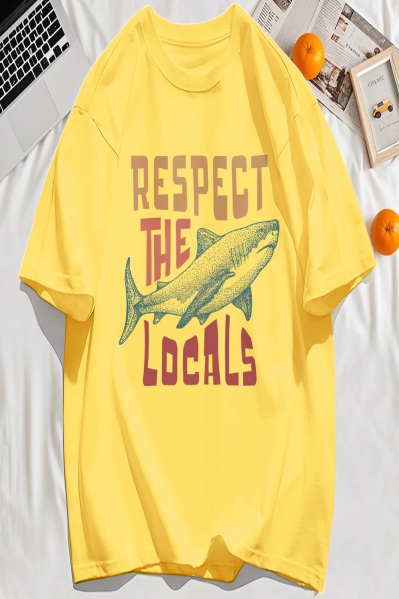 Y2k Vintage Tişört Tee Vintage Locals Köpekbalıkları Saygı Baskı