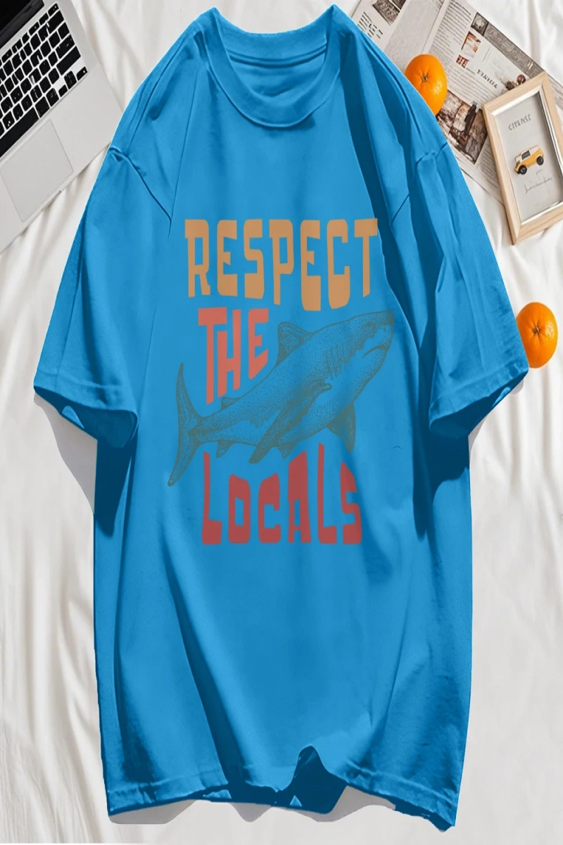 Y2k Vintage Tişört Tee Vintage Locals Köpekbalıkları Saygı Baskı