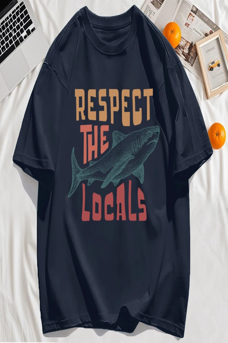Y2k Vintage Tişört Tee Vintage Locals Köpekbalıkları Saygı Baskı