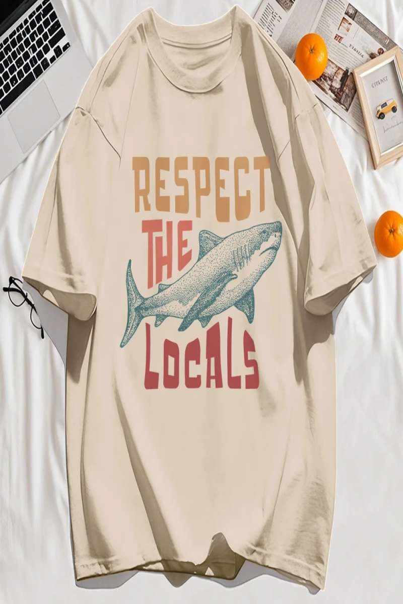 Y2k Vintage Tişört Tee Vintage Locals Köpekbalıkları Saygı Baskı