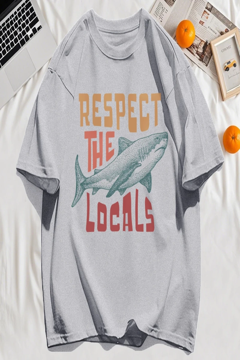 Y2k Vintage Tişört Tee Vintage Locals Köpekbalıkları Saygı Baskı