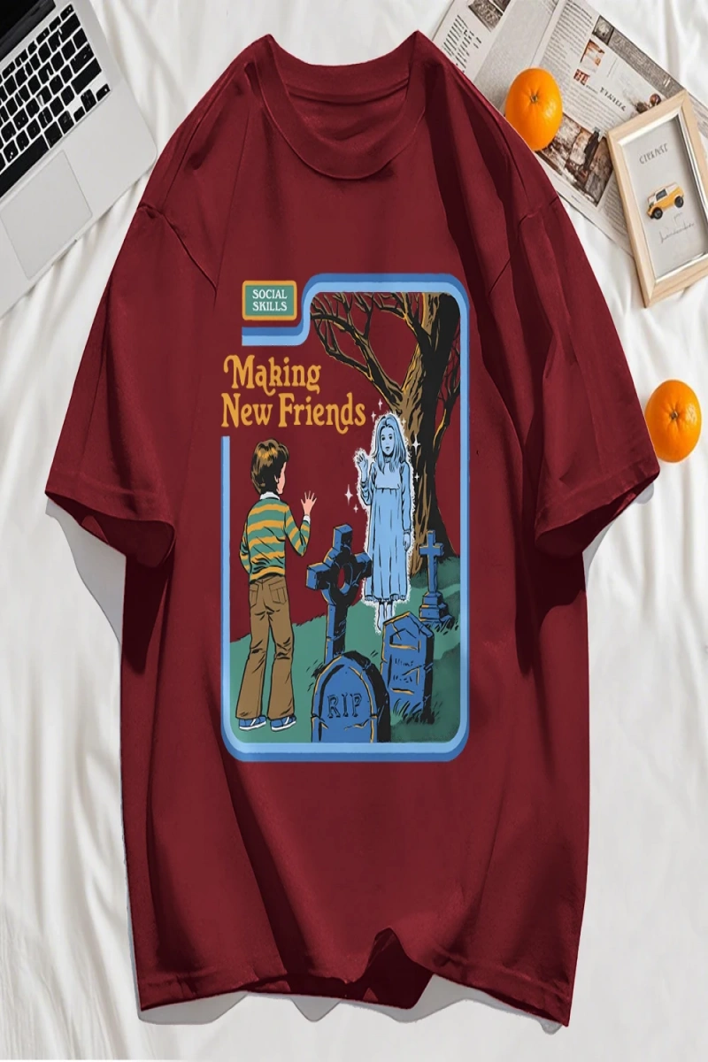 Y2k Vintage Tişört Tee Yeni Arkadaşlar Yapmak Baskı