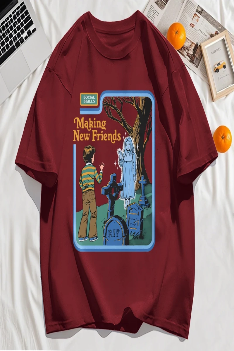 Y2k Vintage Tişört Tee Yeni Arkadaşlar Yapmak Baskı