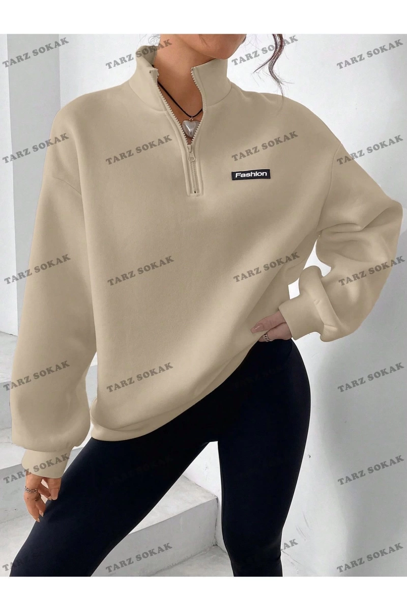 Y2K Yarım Fermuarlı Bay Sweatshirt KOD1298