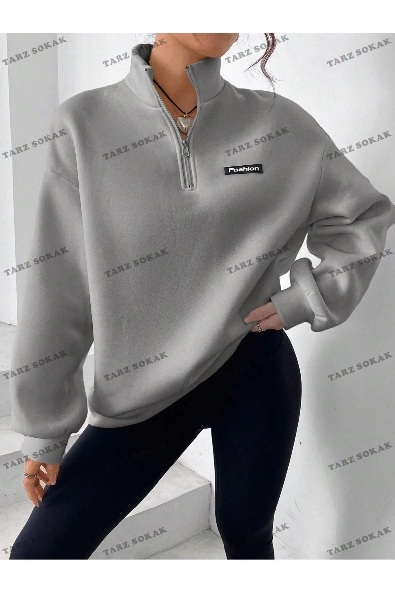 Y2K Yarım Fermuarlı Bay Sweatshirt KOD1298