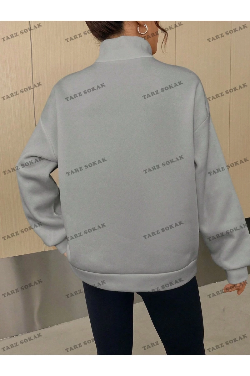 Y2K Yarım Fermuarlı Bay Sweatshirt KOD1298