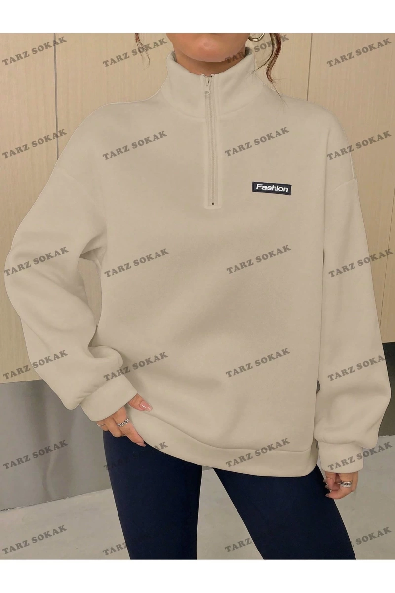 Y2K Yarım Fermuarlı Bay Sweatshirt KOD1298