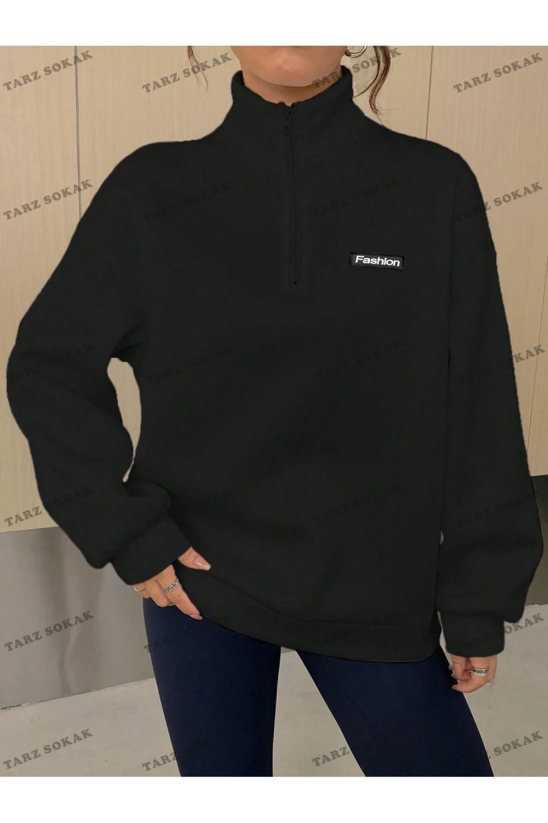 Y2K Yarım Fermuarlı Bay Sweatshirt KOD1298