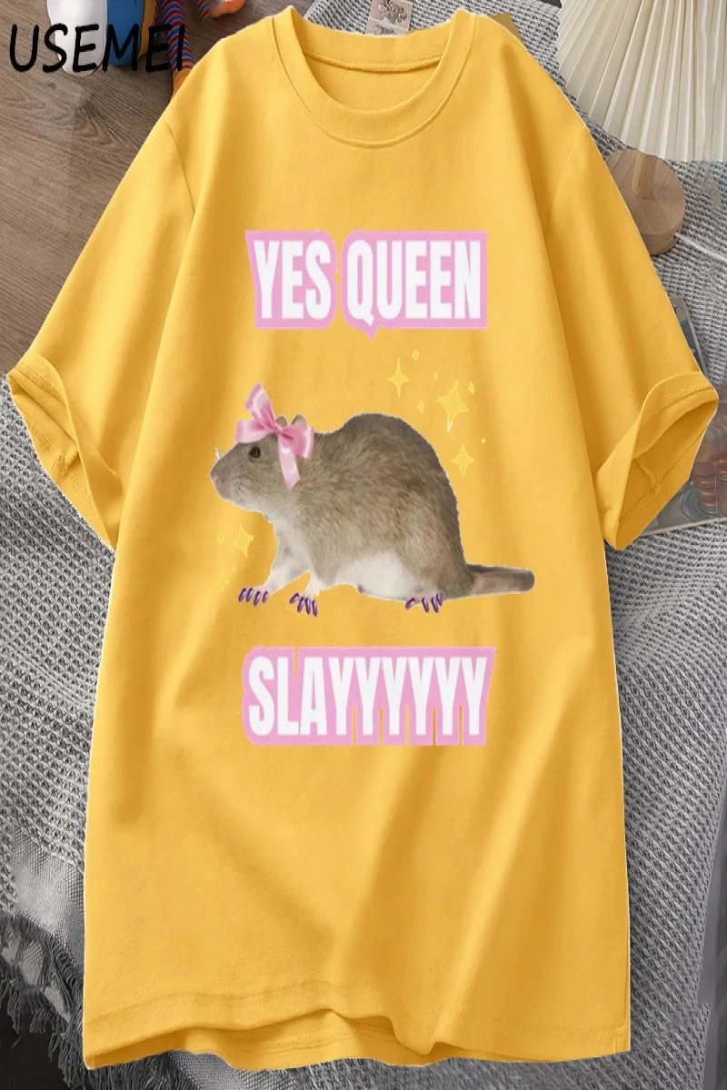 Yas Kraliçe Slay TMizah Komik Pamuk Kısa Kollu Sıçan T-Shirt erkek Giyim Harajuku Ret 2891