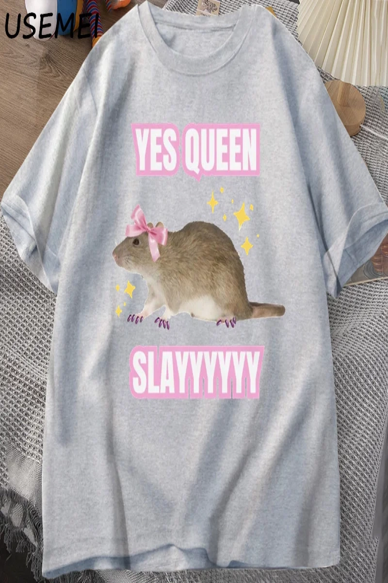 Yas Kraliçe Slay TMizah Komik Pamuk Kısa Kollu Sıçan T-Shirt erkek Giyim Harajuku Ret 2891