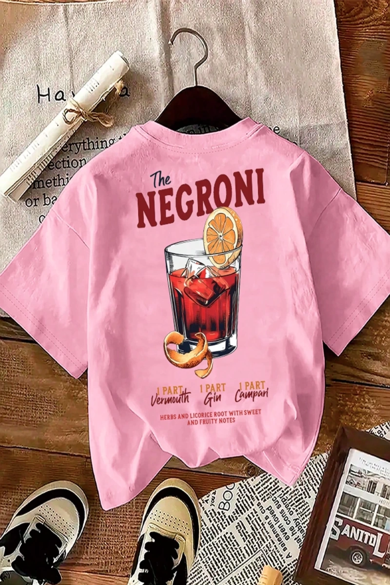 Yaz Rahat Geyik Slogan Baskılı Kısa Kollu Tişört