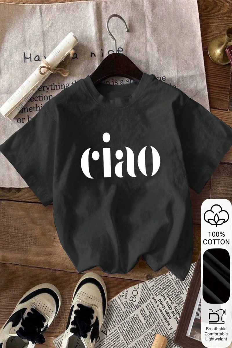 Adrift DAZY Kadın Düz Renk Yuvarlak Yaka Bol Kesim Uzun Kısa Kollu Tişört Yaz