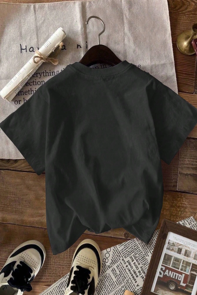 Adrift DAZY Kadın Düz Renk Yuvarlak Yaka Bol Kesim Uzun Kısa Kollu Tişört Yaz