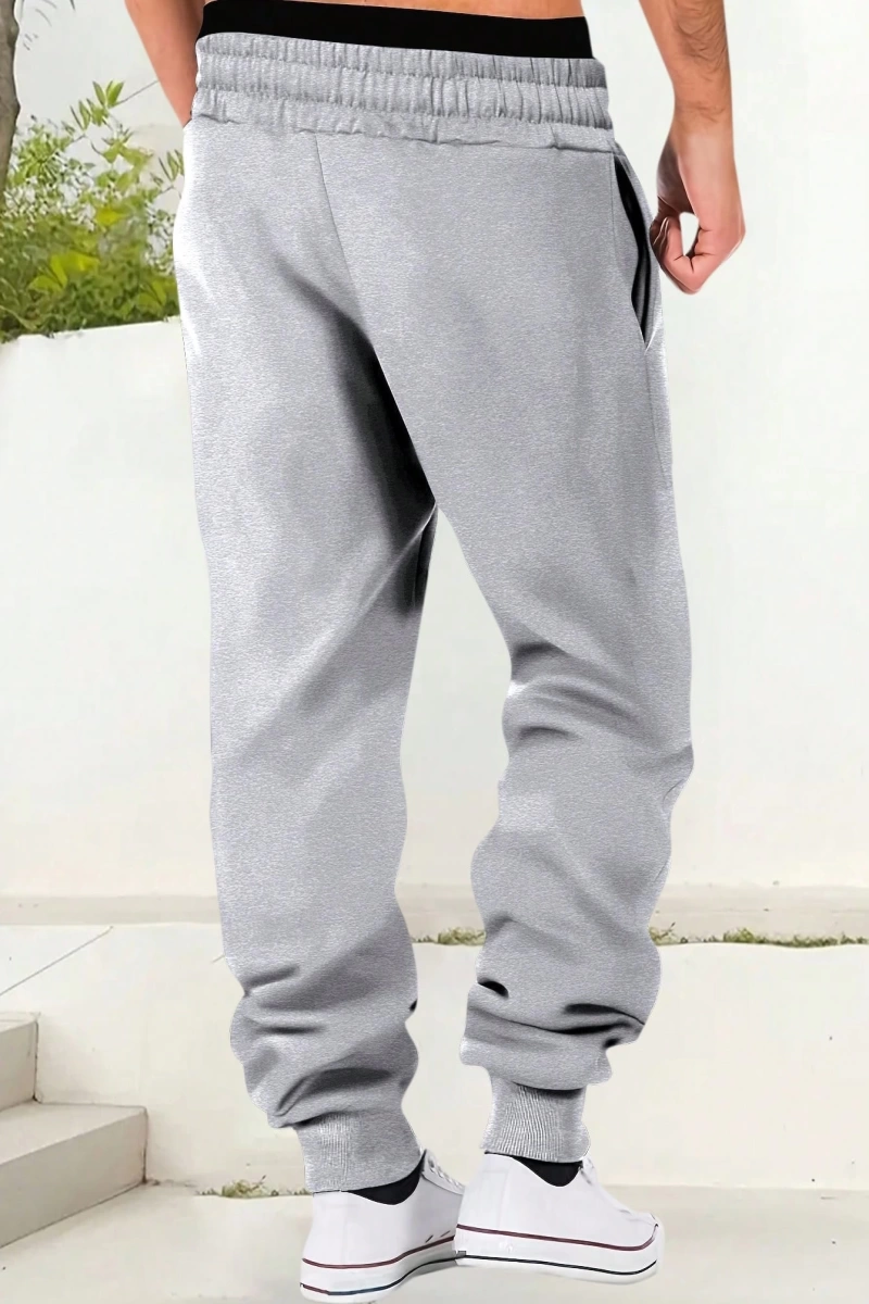 Yeni Erkek Kaburgalı Eşofman Altı İnek Desenli, Elastik Bel, Bağcıklı, Günlük Spor Jogger Pan