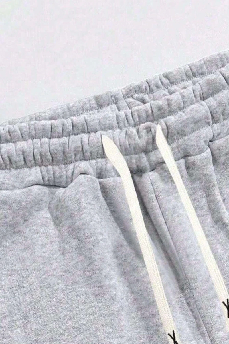 Yeni Erkek Kaburgalı Eşofman Altı İnek Desenli, Elastik Bel, Bağcıklı, Günlük Spor Jogger Pan
