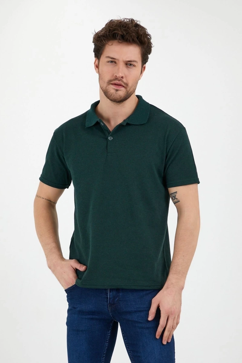 Yeşil Dar/slim Fitt Polo Yaka Tshirt