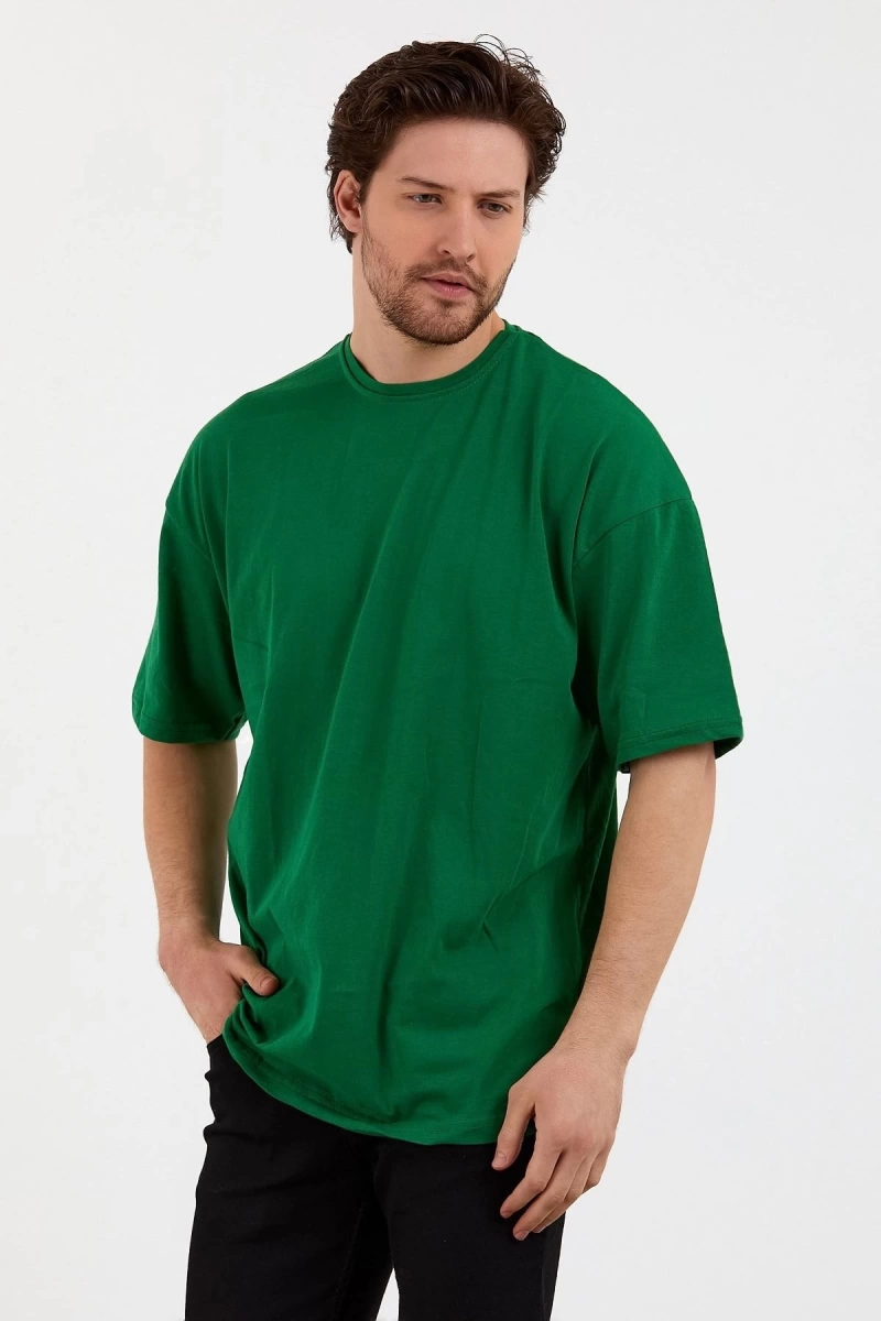 Yeşil Unisex Bol Kesim Oversize Tshirt