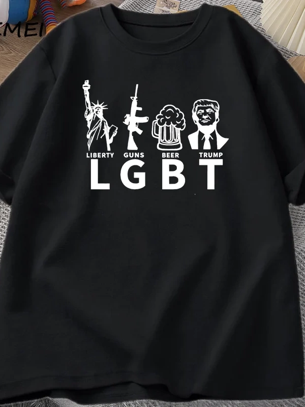 LGBT Liberty Beer Trump T-shirt Keep America Great MAGA Tshirts Casual Cotton Short Sleeve G 2966