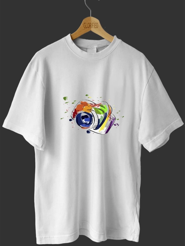 -wed Fotoğraf Makinesi Baskılı Oversize T Shirt
