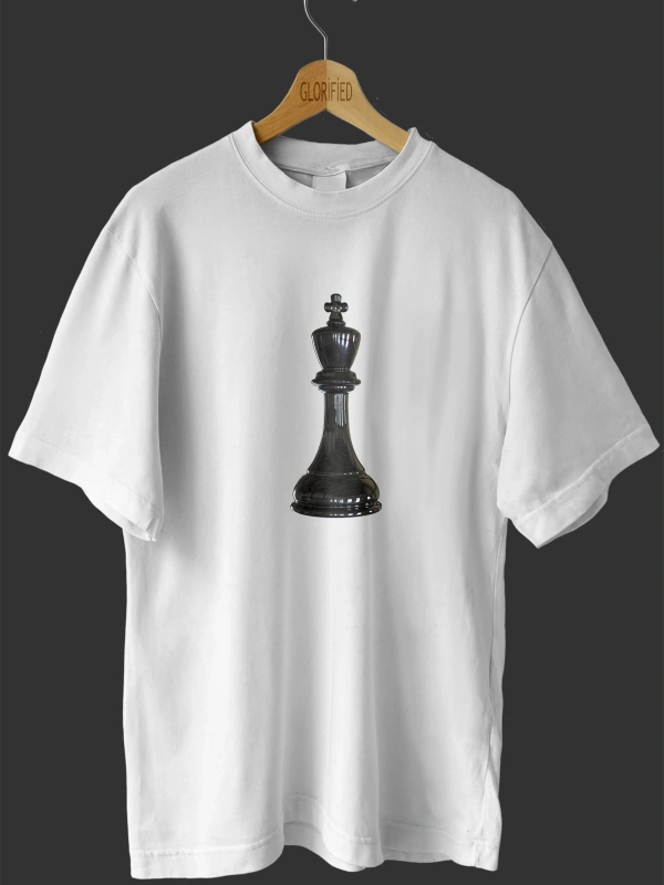 -wed Satranç Taşı Tasarım Baskılı Oversize T-shirt ( Tişört )