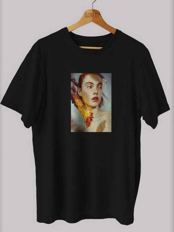 -wed Yanan Bir Kalp Tasarım Baskılı Oversize T-shirt ( Tişört )sokak Tarzı