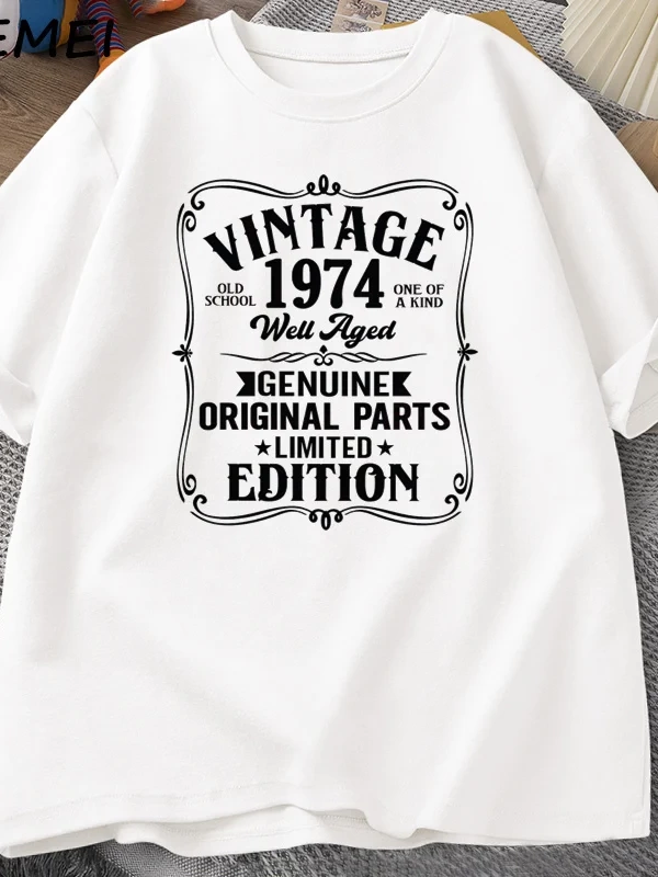 1974 yılında yapılan 50 yıl mükemmellik çiçek 50th doğum günü T Shirt erkek kadın pamuk T-shi 3026