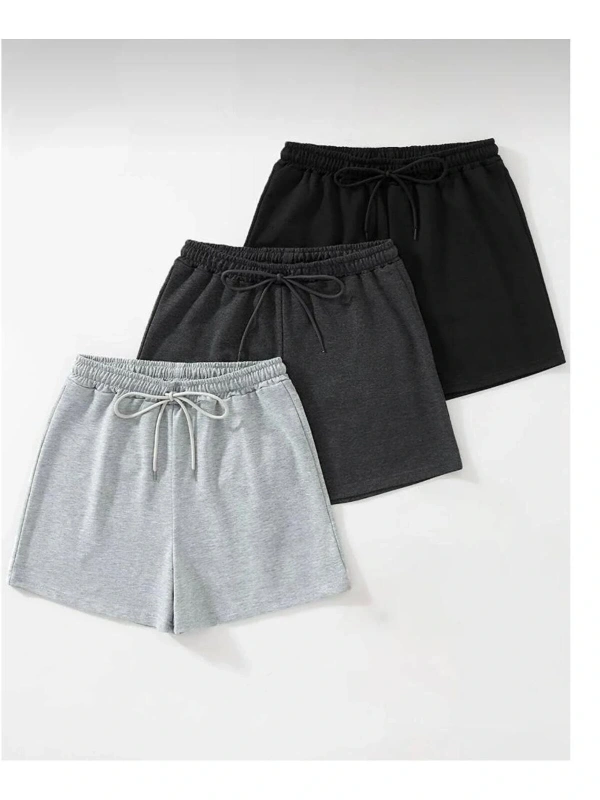 3lü siyah gri füme renk pamuklu şort