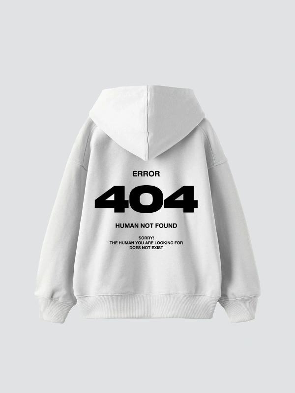 404 Error Baskılı Oversize Unisex Premium Beyaz