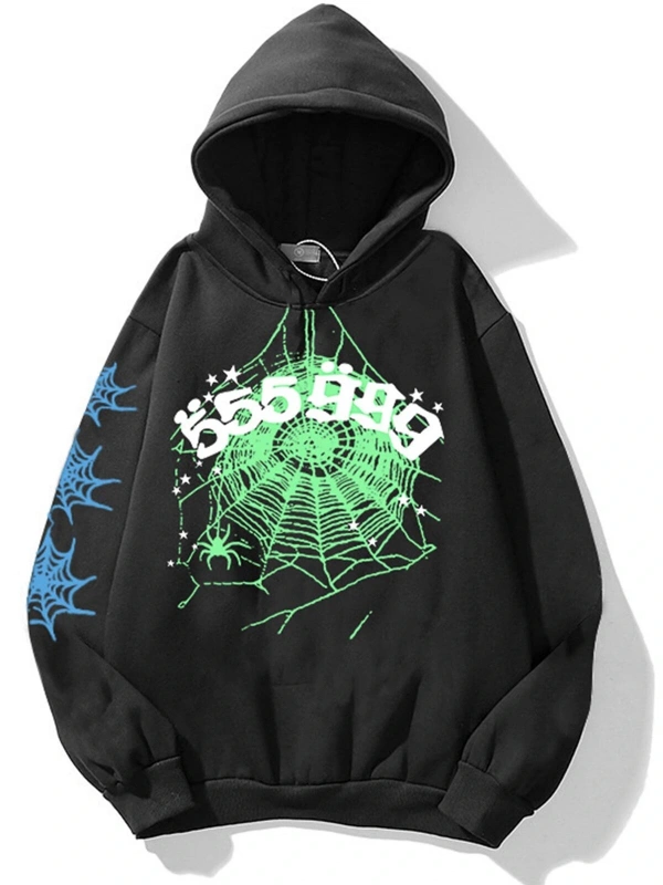 555 Spider Siyah Unisex Sweatshirt