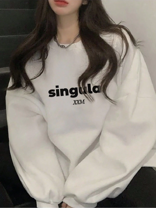 Harfli Grafik Düşük Omuz Oversize Sweat