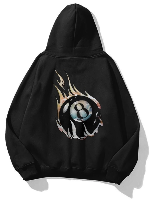 Unisex 8Ball Fire Sweatshirt Siyah Trndz1872