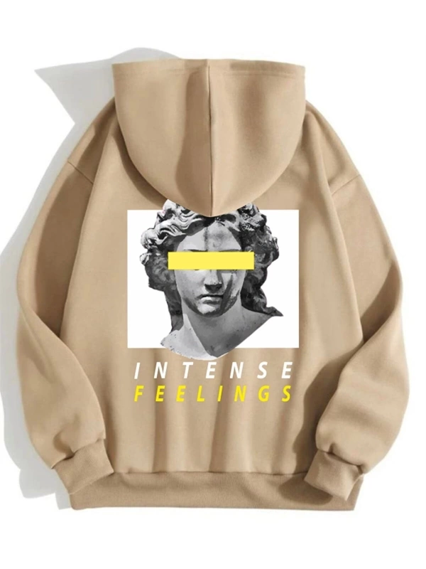 Unisex Vizon Intense Feelings Sarı Sırt Baskılı Oversize Hoodie Kapşonlu TS-İNTE