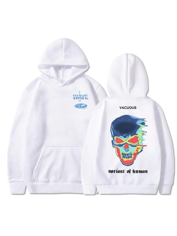 Iskelet Termal Görüntüleme Grafik Baskılı Kapüşonlu Hoodie 15166