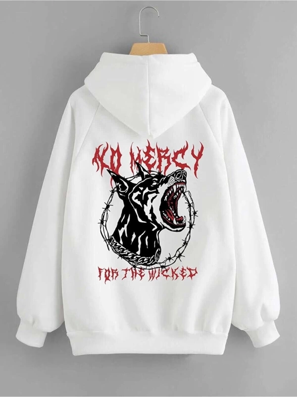 Erkek Kapüşonlu Sweatshirt Sırt No Mercy Baskı 12642
