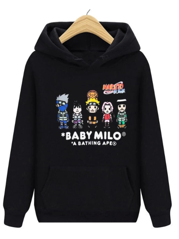 Baby Milo Siyah Unisex Kapşonlu Sweatshirt 00383