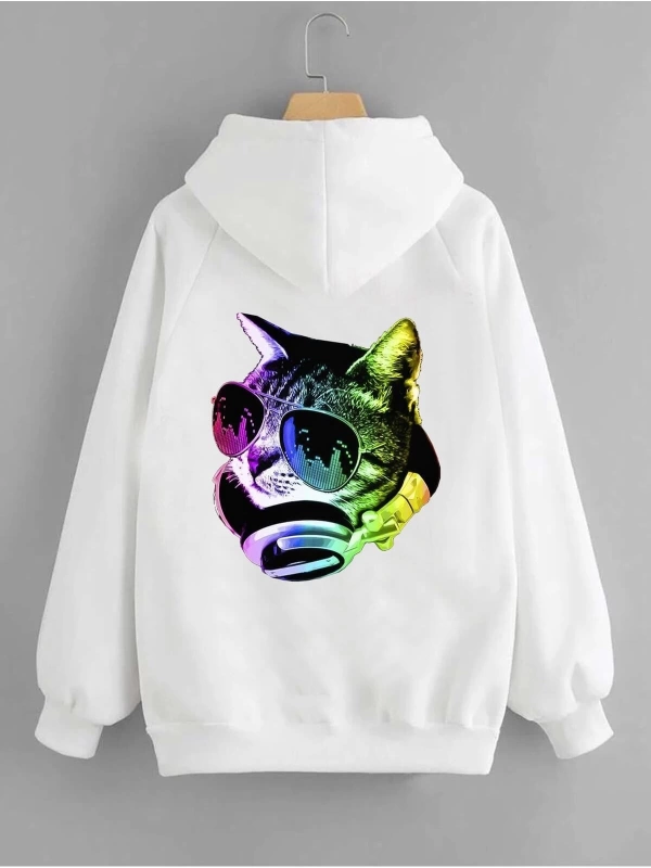 Dj Kedi Unisex Arka Baskılı Kapşonlu 12731