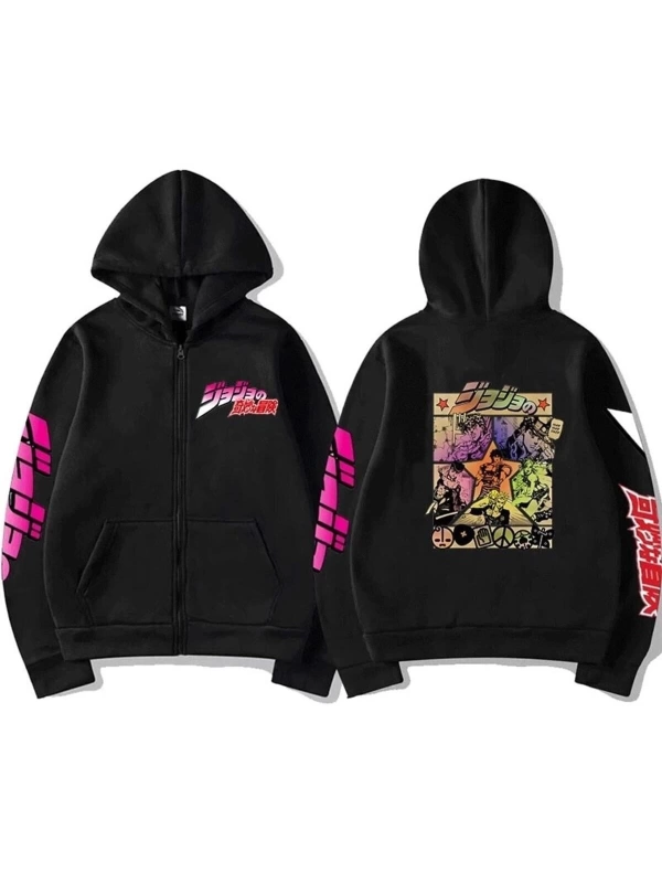 Jojonun Tuhaf Macera Fermuarlı Unisex Hoodies Tip61 13924